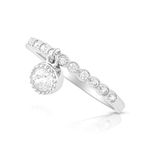 Sterling Silver Thin Stackable Dangling Charm Cz Ring - Size 11