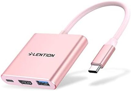 LENTION 3-in-1 USB C Hub with 100W Power Delivery, USB 3.0 & 4K HDMI for 2023-2016 MacBook Pro, New Mac Air/Surface/Chrome/Steam Deck, More, Stable Driver Adapter (CB-C14, Rose Gold)