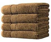 Prime Collections Luxury Brown Bath Towels Large - 600 GSM Circlet Bamboo Cotton | Absorbent Hotel Bathroom Towel | 27x54 Inch | Set of 4 (Brown (Bath Towel Set), 4)