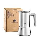 Groenenberg Moka Pot | Premium Espresso maker (4-6 Cup) made of stainless steel I Induction-Safe I Enjoy your delicious Moka pot coffee