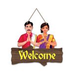 Artvibes Decorative Welcome Sign Wooden Wall Hanger for Gateway | Home Decor | Office | Gifts | Bedroom | Designer Artwork Decor Items for Living Room (WH_8701NN)