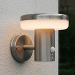 NBHANYUAN Lighting Outdoor Wall Light with Motion Sensor,Outside Light Fixtures,Modern Wall Light SUS304 Stainless Steel Outdoor Wall Lamps 3000K Warm Light for Front Door,Porch,Patio,Silver,1000LM