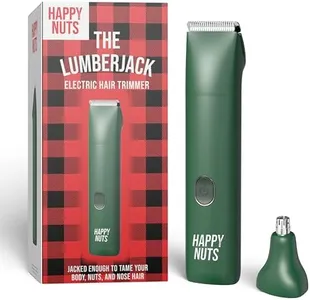 HAPPY NUTS The Lumberjack Electric Groin & Body Hair Trimmer for Men - Mens Body Groomer Kit for Privates - Smoothe Ball Shaver & Pubic Hair Trimmer (Green)