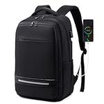 misognare Travel Laptop Backpack Anti Thief Business Bag with USB Charging Port Water Resistant School Rucksack for Men and Women Fits 15.6’’ Computer (Black)