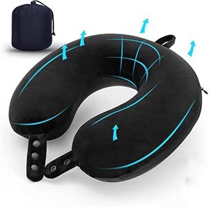 Wirqo Travel Pillow, Best Memory Foam Neck Pillow for Airplane, Head Support Comfortable Pillow for Sleeping Rest, Train, Car & Home Use