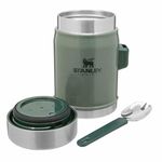 Stanley Classic Legendary Food Jar 0.4L Hammertone Green with Spork – BPA Free Stainless Steel Soup Flask - Keeps Cold or Hot for 7 Hours - Leakproof - Dishwasher Safe