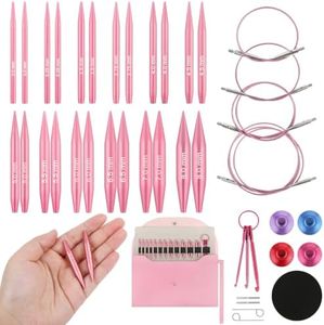 Hzkokon 2 Inch Short Interchangeable Knitting Needles (Pink)