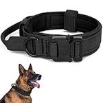 Tactical Dog Collar with Handle - Military Dog Collars Adjustable Training Collar Premium Nylon Dog Collar Heavy Duty Metal Buckle Collar for Medium Large Dogs (M, Black)