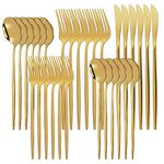 LYTDMSKY Gold Cutlery Set, 30-Piece Stainless Steel Silverware Sets Service for 6, Elegant Utensil Set Include Fork/Spoon/Knife, Flatware Use for Home, Restaurant, Party (gold)