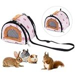 Zohadtak Portable Small Animals Carrier Bag, Rats Sugar Glider Small Guinea Pig Rat Chinchillas Hamster Hedgehog Carrier Pouch Bag for Outdoor Travel, Breathable Hanging Tote Bag with Detachable Strap Zipper (Medium, Pink)