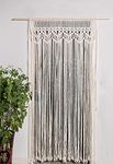 Hysunland Macrame Curtains Panels Semi Sheer, Cotton Rope Handwoven Drapes Rod Pocket, Boho Curtain for Farmhouse/Bedroom/Living Room/Window/Door/Doorway (31.5 x 82.6 inch, Ivory)