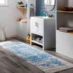 Livabliss Syracusa Vintage Rug - Runner Rugs Living Room 80x220 cm, Hallway, Kitchen Area - Traditional Multicoloured Boho Rug, Easy Care - Bohemian Large Rug, Blue and Beige Rug