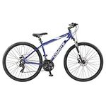 Coyote ALPINE Gents's Front Suspension Hybrid Bike With 700C Wheels 22-Inch Aluminium Frame, 21-Speed Shimano Gearing & Shimano EZ Fire Shifters, disc Brake, Blue Colour