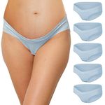 INNERSY Maternity Underwear After Birth Cotton Pants Under Bump Pregnancy Panties Pack of 5 (UK8, Ash Blue)