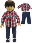 Plaid Shirt and Jeans for 18-Inch Dolls | Premium Quality & Trendy Design | Dolls Clothes | Outfit Fashions for Dolls for Popular Brands