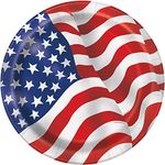 USA Flag Patriotic Round Paper Dinner Plates (22cm) Pack of 8 - Perfect for American Celebrations & Parties