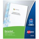 Avery Recycled Economy Weight Sheet Protectors, Top-Load, Clear, 8.5 x 11 Inch, Box of 100 (75539)