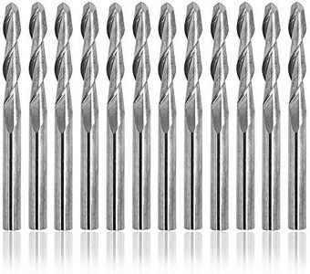 12 Pcs 1/8"(3.175mm) Ball Nose End Mills, AFUNTA Ball Nose Bits 2mm Cutting Dia Cutter, Tungsten Steel Upcut Bit 17mm Flute Length