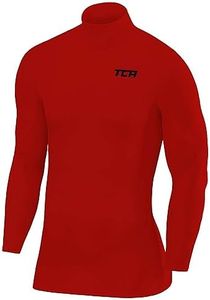 TCA Men's SuperThermal Compression Base Layer Football Running Top Long Sleeve Thermal - Mock Neck - Team Red, L
