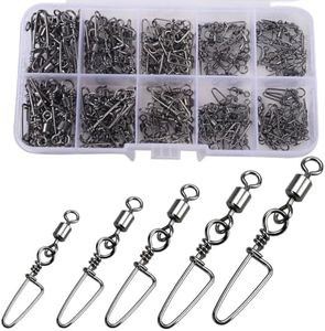 ENERHIKE 150pcs Fishing Snap Swivels Barrel Swivel with Coastlock Snap Stainless Swivel Corrosion Resistant Fishing Tackle Accessories Lure Line Connector for Saltwater Freshwater Fishing