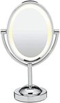 Conair Lighted Makeup Mirror, LED Vanity Mirror, 1X/7X Magnifying Mirror, Double Sided, Corded in Polished Chrome