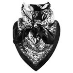 GERINLY Classic Paisley Wild Rag, Buackaroo Bandana Contrast Color, Western Costume Black and White(BlackBeige)