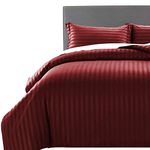 MOONLIGHT20015 Super King Duvet Set Cover Hotel Quality Stripes Satin Bedding Sets with 2 Pillowcases, Reversible Hypoallergenic Soft Breathable Bed Covers (Burgundy, Super King)