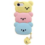 ESSTORE Soft Silicone Case for iPhone SE 2022/SE 2020/iPhone 8/7/6S/6 4.7", 3D Fun Cartoon Cover Kawaii Kids Girls Boys Women Shockproof Protective Case Phone Cover, Stacked Bears