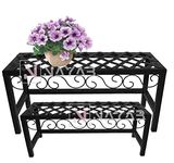 NAYAB Wrought Iron 2in1 Scroll Rectangular Flower Pot Display Stand, LxWxH-Medium 63x 20x45 cm, Small 58x18x22 cm