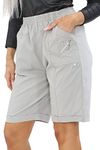 Womens Cherry Berry Shorts - Ladies Plain Capri Length Stretch Fit Pull On Elasticated Waist Summer Crop hot pants Short Pants Plus Size UK 10-20 (Beige, 16)