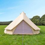 Outdoor Waterproof Luxury Glamping Bell Tents for Boutique Camping and Occasional Family Camping Trips and Festivals and Human shelter for inhabiting or Leisure (Beige, Dia.4meter)