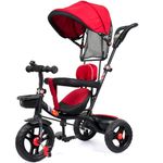 Luusa GT-500 Tricycle with Canopy/Plug N Play Kids/Parental Control, Cushion seat and Safety Guard Rail for Boys/Girls/Carrying Capacity Upto 30kgs (Red) Proudly Made in India