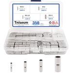 Tnisesm 350Pcs 22-10 Gauge Non-Insulated Butt Connectors Assortment Kit,AWG26-22, 22-16AWG, 16-14AWG,12-10AWG Butt Splice Wire Connectors, Electrical Crimp Terminals