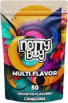 NottyBoy Assorted Flavour Condoms 50 Pack, Includes Variety Such As Strawberry, Bubblegum, Banana, Chocolate and Green Apple | Ultra Thin, Tighter Shape