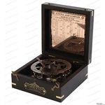 Ideas Crafted Sundial Compass for Men Xmas 5 Inch Perfectly Calibrated Large Sundial Compass Black Wooden Case Top Grade Engraved Brass Sundial with Embossed Needle