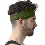 SKULLFIT Sports Headbands for Men - Lightweight Moisture Wicking Workout Sweatbands for Running, Gym, Yoga, Cycling, Tennis, Cricket and Other Sports (Green)