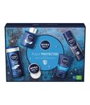 NIVEA MEN Fully Protected Gift Set (5 Pieces), Men's Toiletry Gift Set Includes Shower Gel, Face Wash, Moisturising Cream, After Shave Balm and Anti-Perspirant