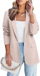 Oyamik Ladies Jackets with Single Button Elegant Casual Suit Blazer Suit with Pockets L Khaki