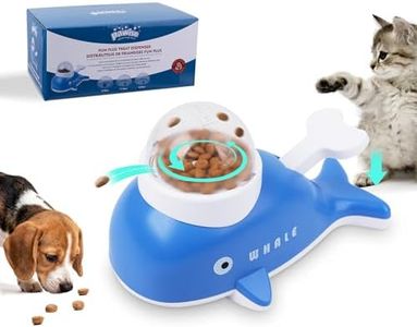 Pawise Cat Puzzle Treat Dispenser,Whale-Shaped Interactive Treat Dispenser Toy for Dogs & Cats,Pet Food Puzzle Feeder,Slow Feeder for Healthy Eating,IQ Training Toy for Small Pet,Bonus Snack Ball Toy