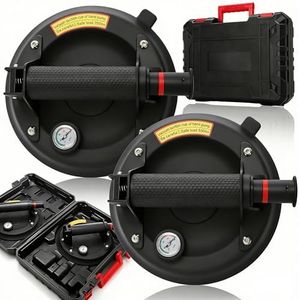 Goaste 2 Pack 8" Glass Suction Cups to Lift Large Glass, 440 lbs Load Capacity Vacuum Glass Lifter with Pressure Gauge, Heavy Duty Industrial Tile Suction Cup Tools for Granite, Marble