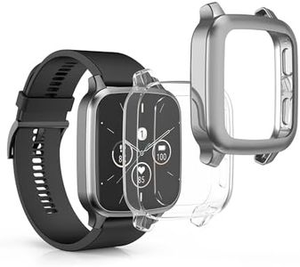 kwmobile Case Compatible with Garmin Venu Sq 2 Music/Sq 2 Case - 2X TPU Silicone Fitness Tracker Cover - Transparent/Silver