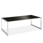 Avenue Six Yield Modern Coffee Table with Chromed Steel Base, Black Glass Top