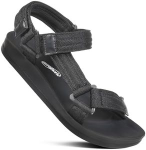 AEROTHOTIC Women’s Pelagic Adjustable Straps Comfortable Slingback Sandals (Pelagic Black, Size 10)