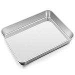 Onader Oven Baking Tray, Stainless Steel Deep Cake Tin Rectangle Sheet Pan, Great for Cake Lasagne Cookie Pizza Bread, Flat Surface & Brushed Finished, Dishwasher Safe, 31cmx24cmx5cm