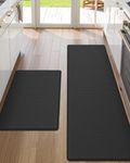 DEXI Kitchen Mat Anti Fatigue, 17x29+17x59 Floor Rugs Set with Non Slip Back, Waterproof Comfort Standing Desk Runner for Sink, Laundry Room, Office, Black