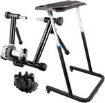 Alpcour Fluid Bike Trainer Stand for Indoor Riding – with Portable Multi-Tasking Bike Trainer Fitness Desk – with Bike Trainer 4-Tier Riser Block for Front Wheel with Anti-Skid Design