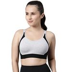 Enamor Women's Stretch Cotton Wire Free SB28 Sports Bra Greymelange_XL