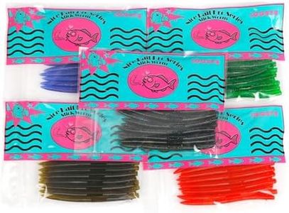 LOONVA 5" 100pcs Stick Worms for Bass Fishing, Biodegradable Soft Plastic Wacky Worms, Durable Baits for Texas Carolina Rig, Freshwater Saltwater Lures (100, Five Color)