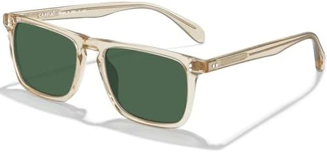 CARFIA Retro Polarized Sunglasses for Men UV Protection Hand-crafted Acetate Frame Fashion Cool Sun Glasses CA53572 Transparent Tea
