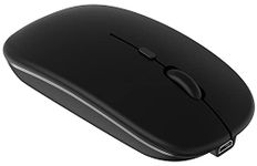 Bluetooth Mouse Rechargeable Wireless Mouse for iPad Tablet Cell Phone Smartphone iPhone MacBook Pro Air Laptop PC Computer Mac iMac Desktop Windows Android Portable Silent 2.4G Cordless Mice (Black)